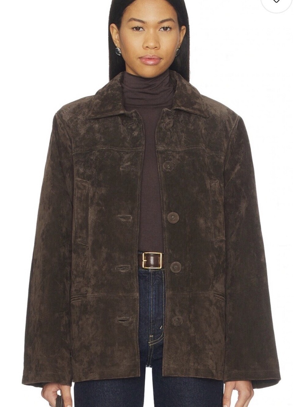 WeWoreWhat Premium Suede Button Front Jacket Size XS Chocolate Brown NWT $465